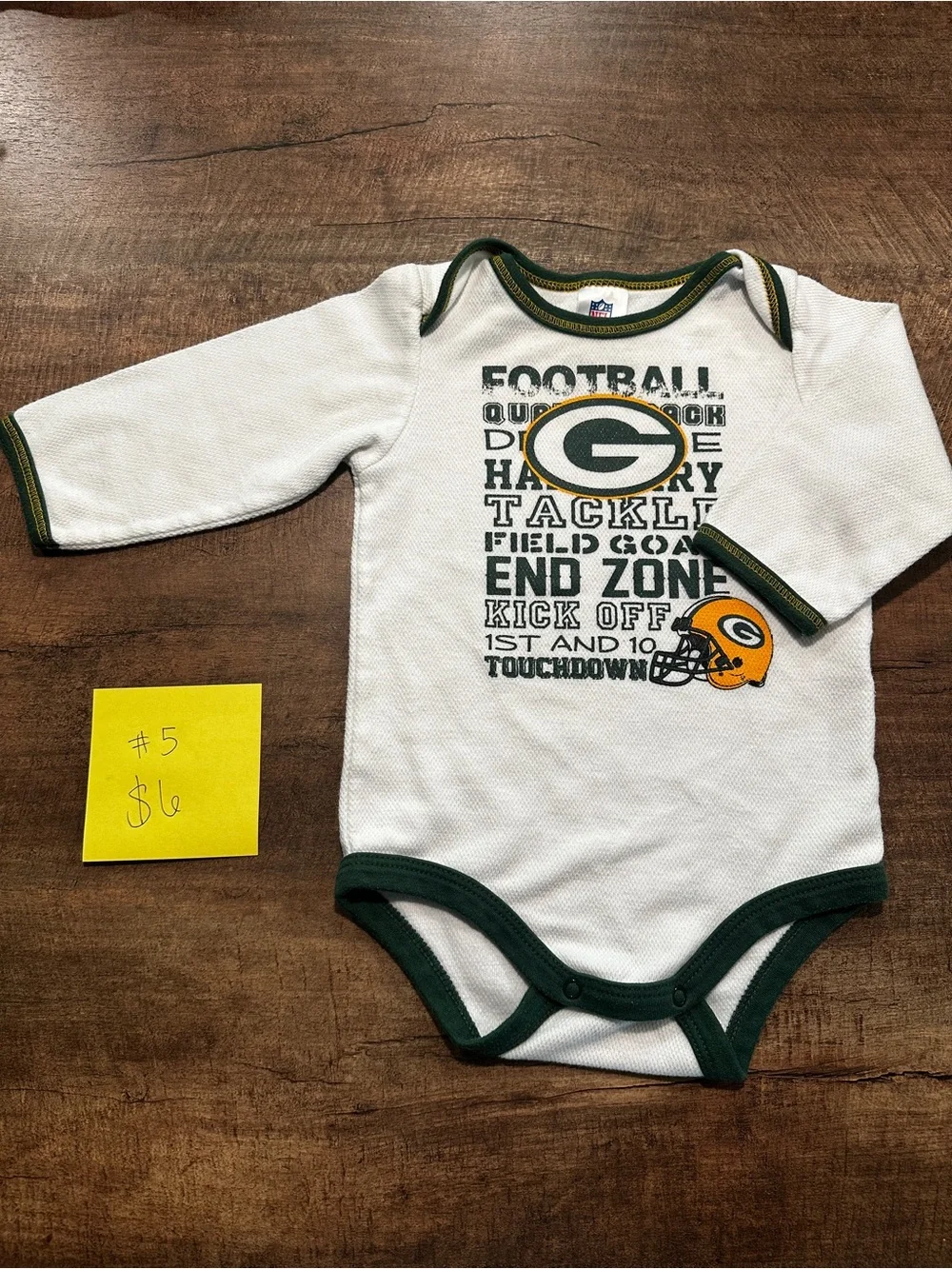 Green Bay Packers Baby Bundle NFL Team Apparel 6–9M/6–12M +FREE Bib & Burp Cloth